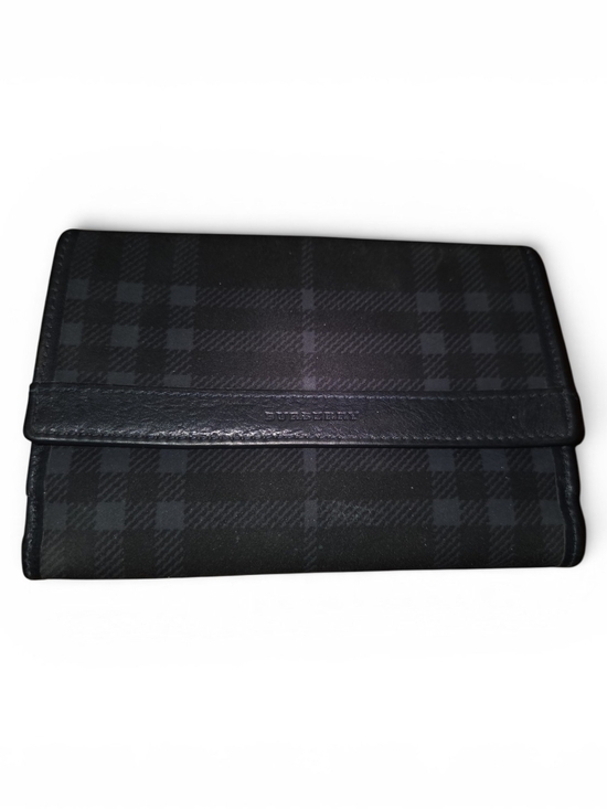 Burberry Handbags - Burberry Black And Gray Plaid Foldover Wallet